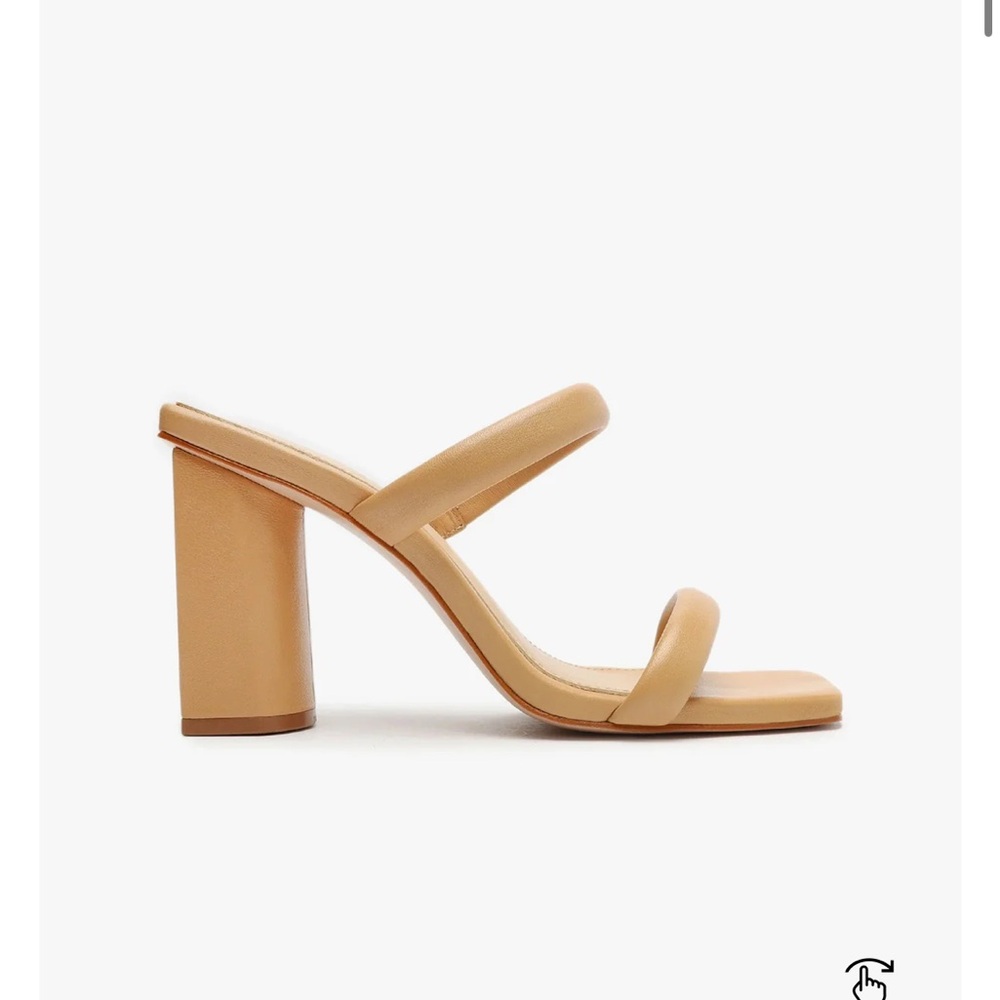 Schutz | Tan Minimalist Block Heel Sandals